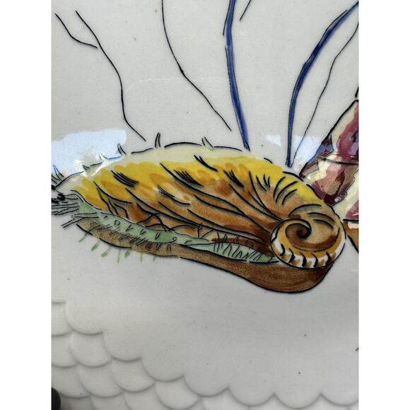 GIEN Grands Crustaces #6 Crab w/Shell Hand Painted Faience 10" Plate France 1961 - Picture 4 of 8